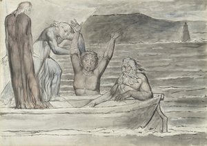 フレギャアスのスキフのダンテとヴァージルはフィリッポアルジェンティによって歓迎され、1824-27年にダンテアリギエーリによる「神の喜劇」の絵が描かれました（ペンとインクに鉛筆と紙にチョークを重ねたペン） 作： William Blake